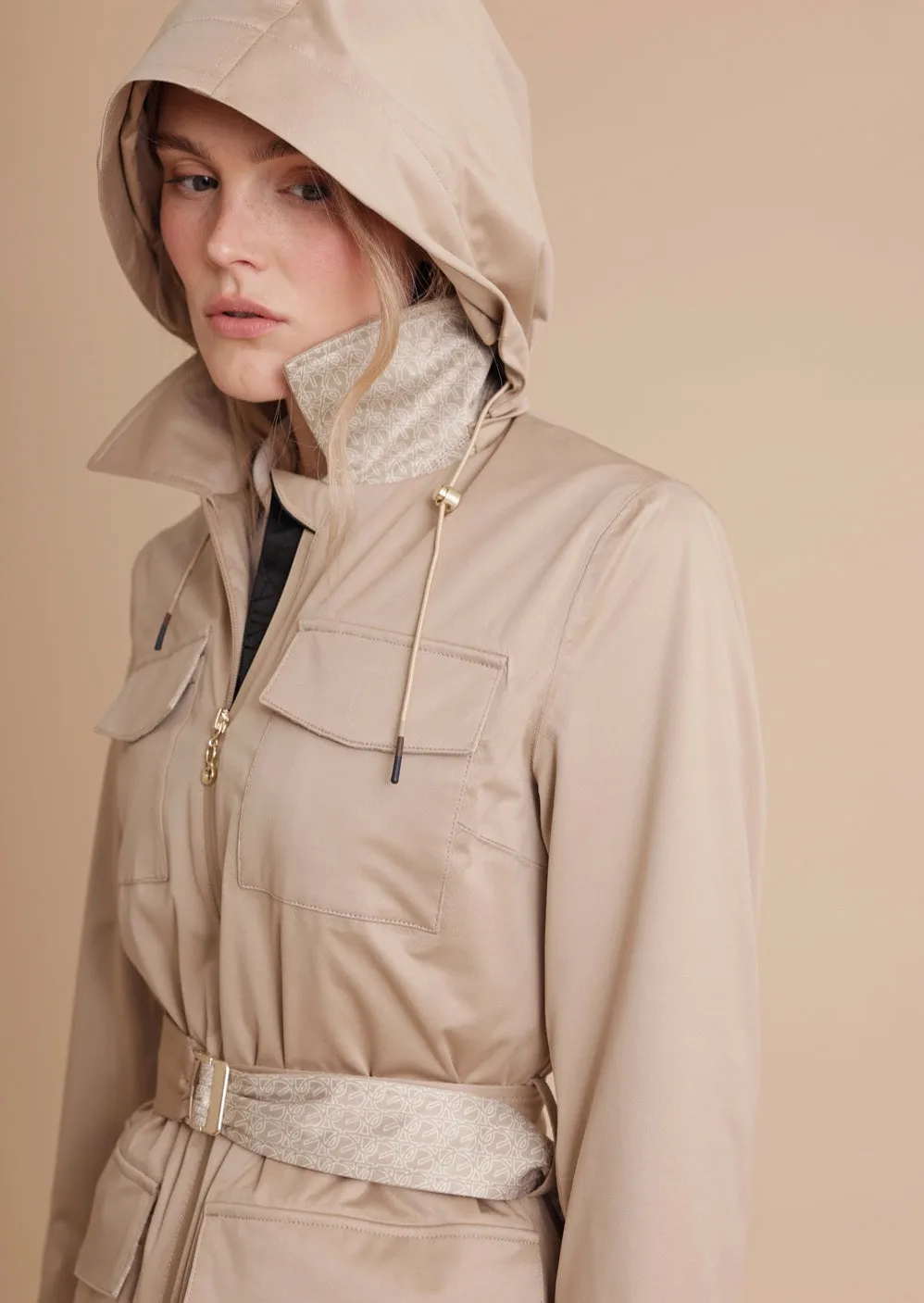 Stretchy 4-Pocket Coat - Beige