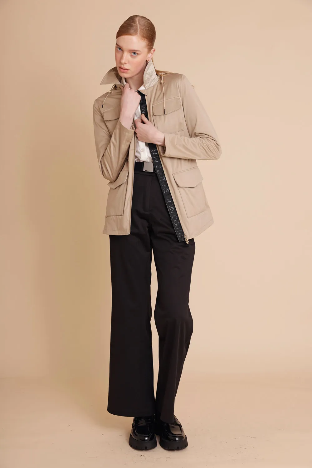 Stretchy 4-Pocket Coat - Beige