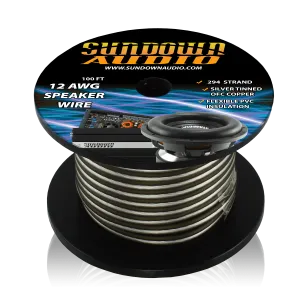 Sundown Audio 12 Gauge Silver/Black 100' Tinned OFC Oxygen Free Copper Speaker Wire