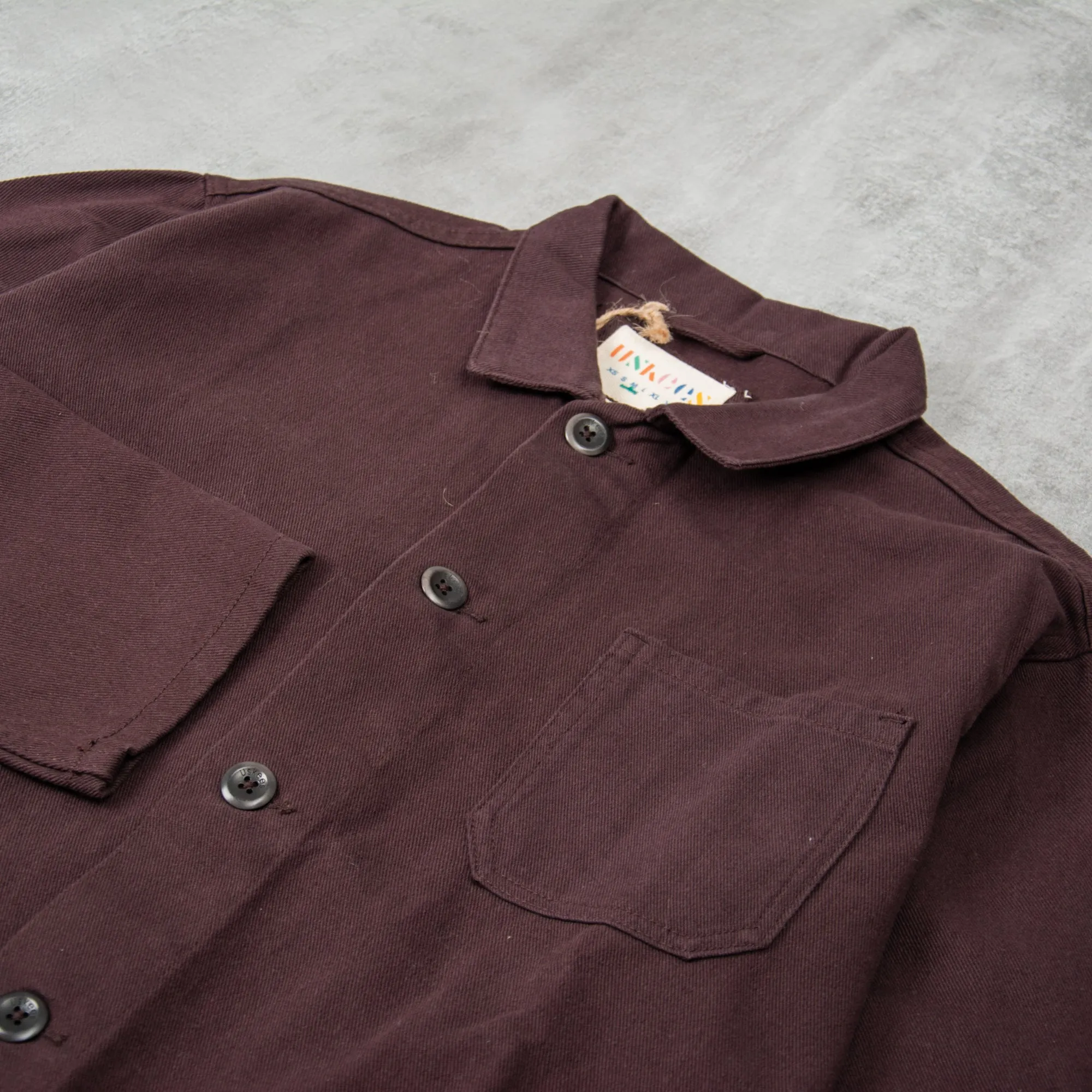 Uskees 3001 Drill Buttoned Overshirt - Dark Plum