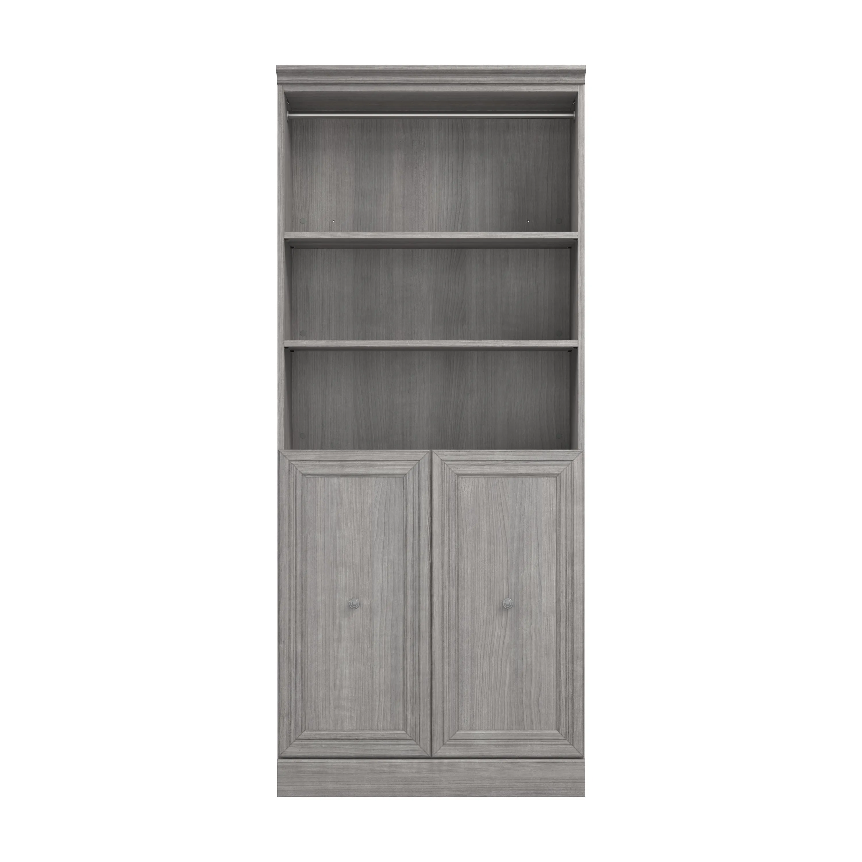 Versatile 36W Closet Organizer with Doors in Platinum Grey