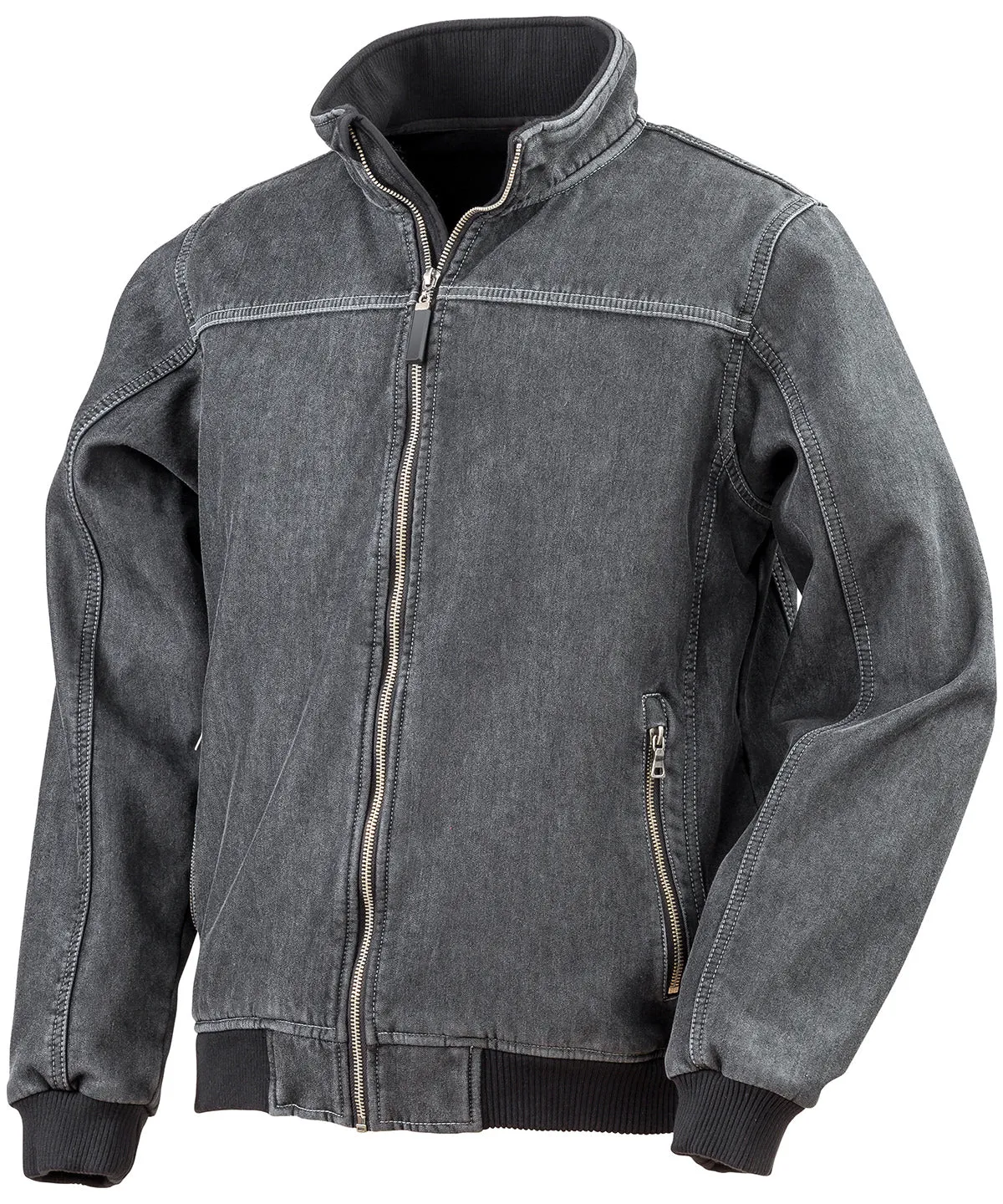 Washed Black - Stonewash denim softshell