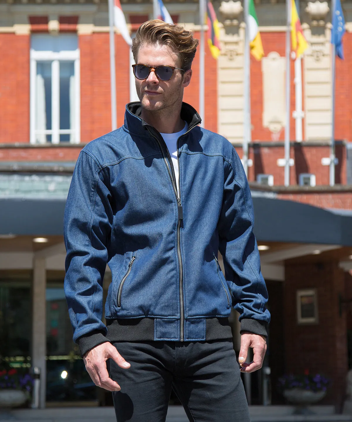 Washed Black - Stonewash denim softshell