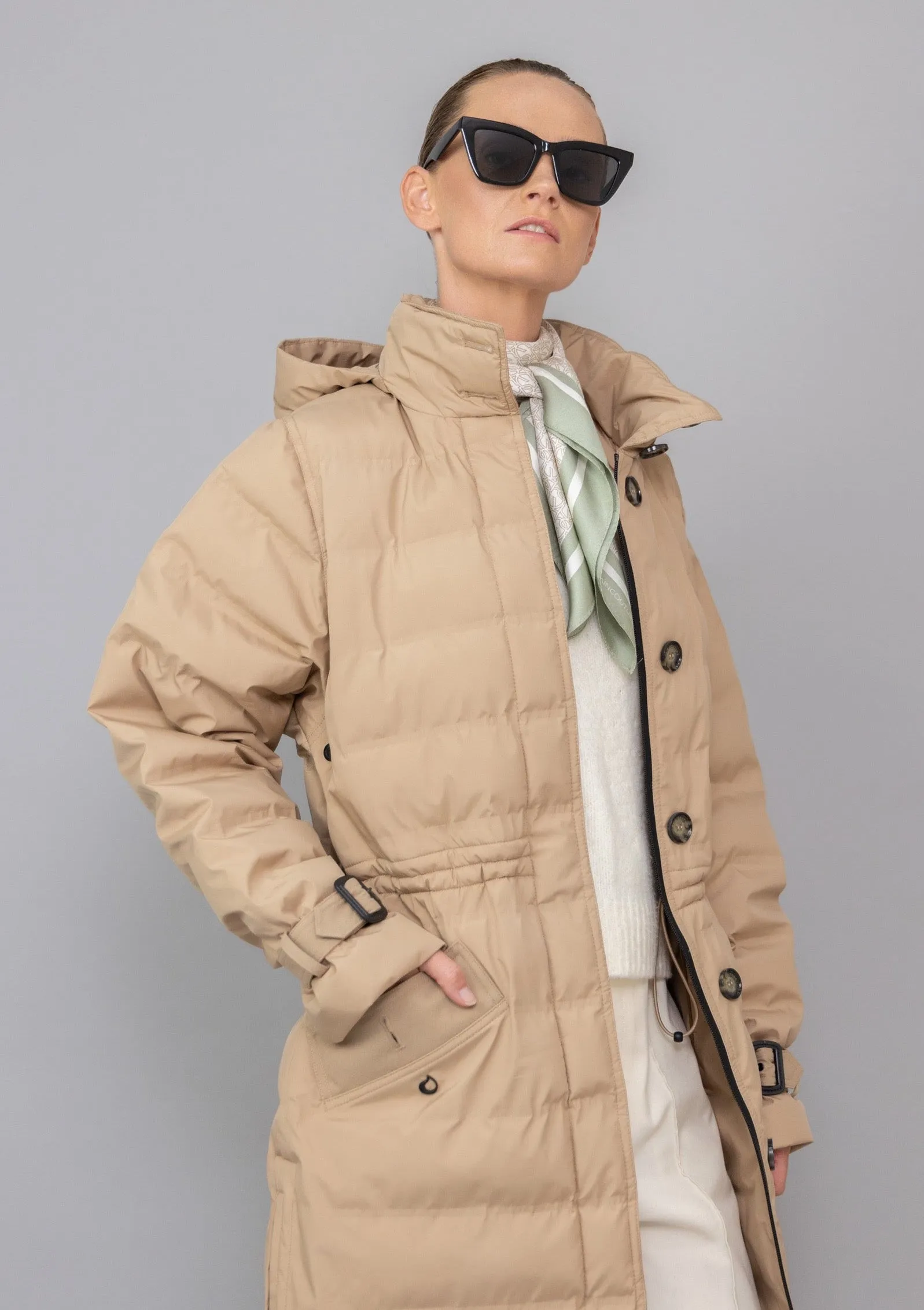 Waterproof Puffer Poncho - Beige