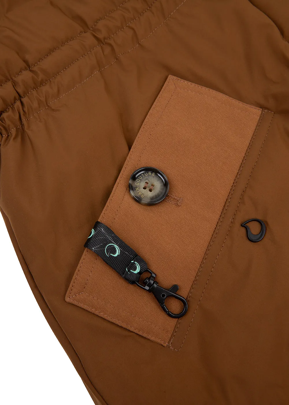 Waterproof Puffer Poncho - Cognac