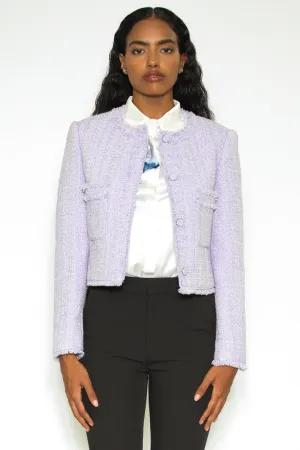 Wool Lavender Tweed Cropped Blazer